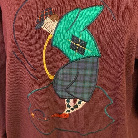 Byford Graphic (Embroidered) Sweater Golf Feep Burgundy Size Med Preowned - Picture 2 of 12